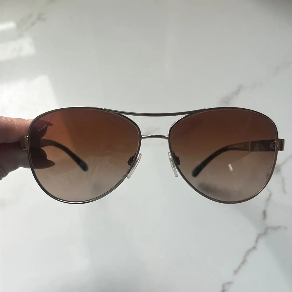 Burberry Brown and Gold Aviator Sunglasses - Picture 7 of 11